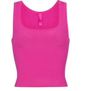 SKIMS Cotton Rib Tank in Raspberry